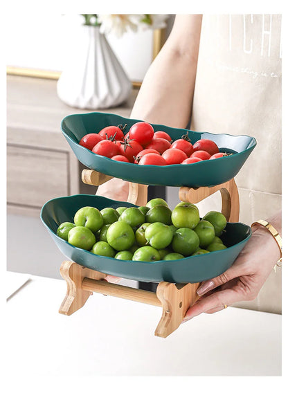 Three-Layer Wooden Table Plates | Multi-Use Fruit & Snack Serving Stand