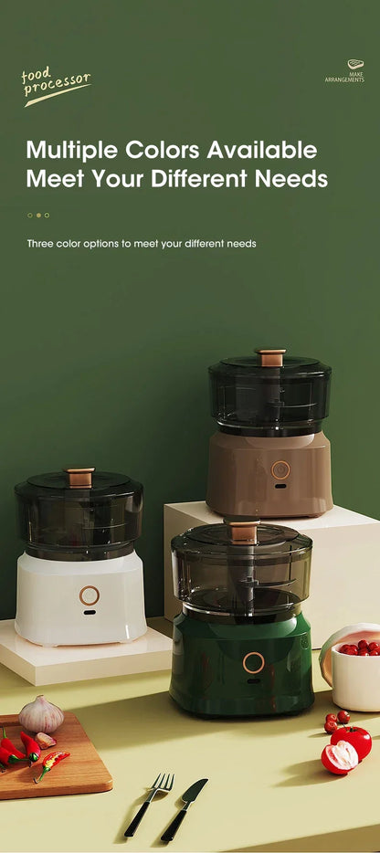 Electric Meat Grinder Garlic Blender Kitchen Food Crushing Multi-function Stirring Vegetable and Meat Mash Usb Charging 350ml