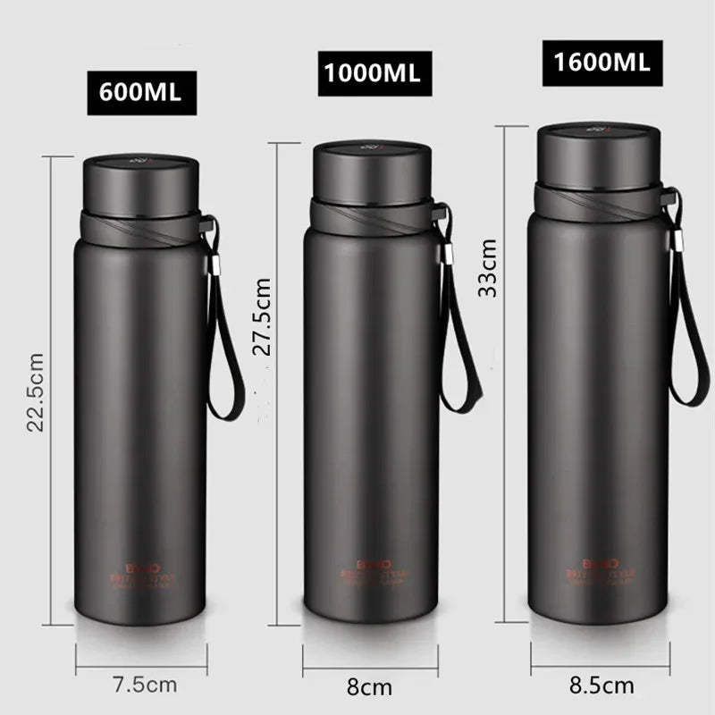 Double Stainless Steel Vacuum Flask With Filter Large Capacity Portable Sport Thermos Mug Coffee Tea Tumbler 1000ml/1600ml