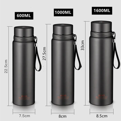 Double Stainless Steel Vacuum Flask With Filter Large Capacity Portable Sport Thermos Mug Coffee Tea Tumbler 1000ml/1600ml
