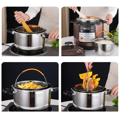 2-8L Stainless Steel Steamer Basket Instant Pot Accessories Instant Cooker with Silicone Covered Handle Draining Steam Basket
