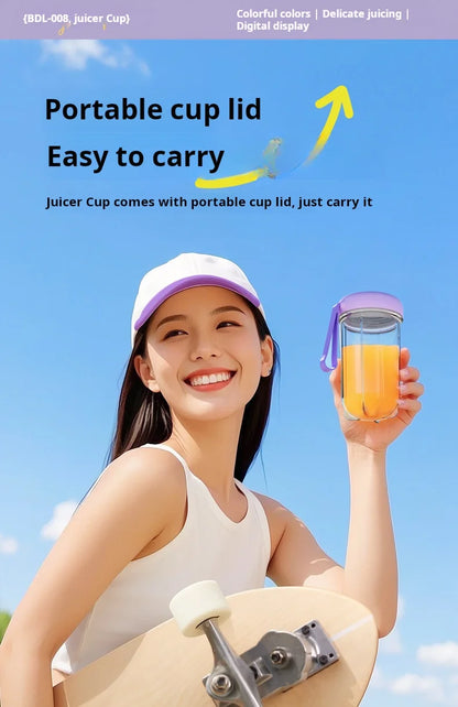 500ML Portable Blender with Lid Rechargeable Wireless Orange Juicer 16 Stainless Blades USB Smoothie Vegetables Fruits Mixer