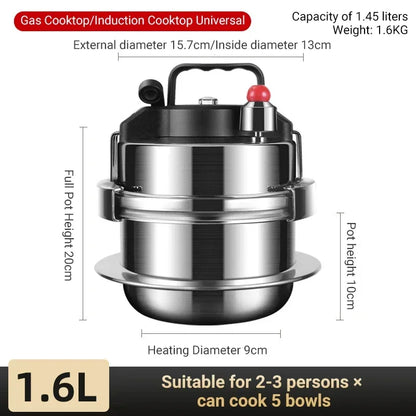 0.8–2L Stainless Steel Camping Pressure Cooker | Portable Outdoor Cooker