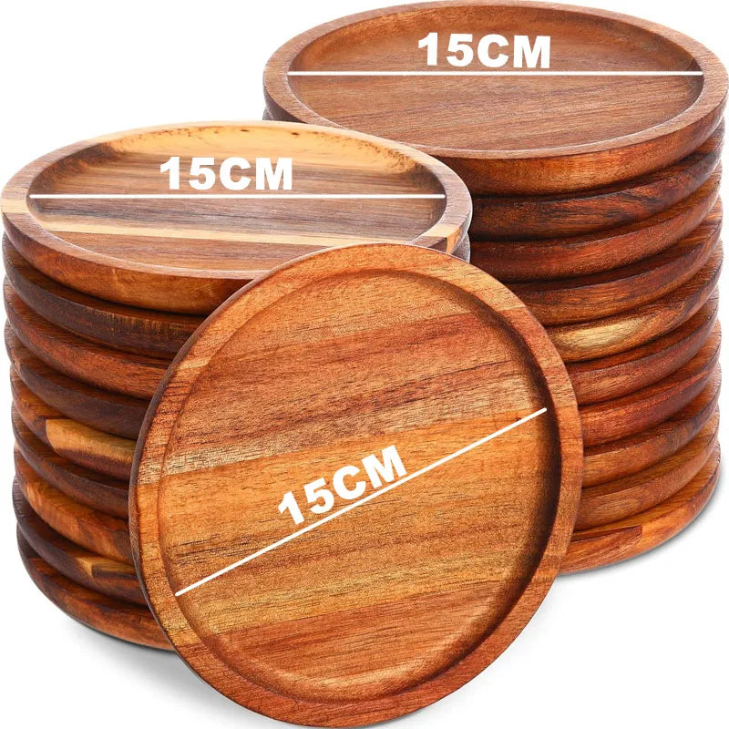 Classic Wooden Dinner Plates | 5.9-Inch Handcrafted Round Plates