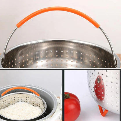2-8L Stainless Steel Steamer Basket Instant Pot Accessories Instant Cooker with Silicone Covered Handle Draining Steam Basket