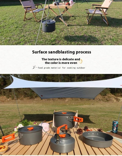 Foldable Outdoor Camping Cooking Utensils Set Pot Stove Fry Pan Saucepan Stove Storage Bag Adapter Accessories