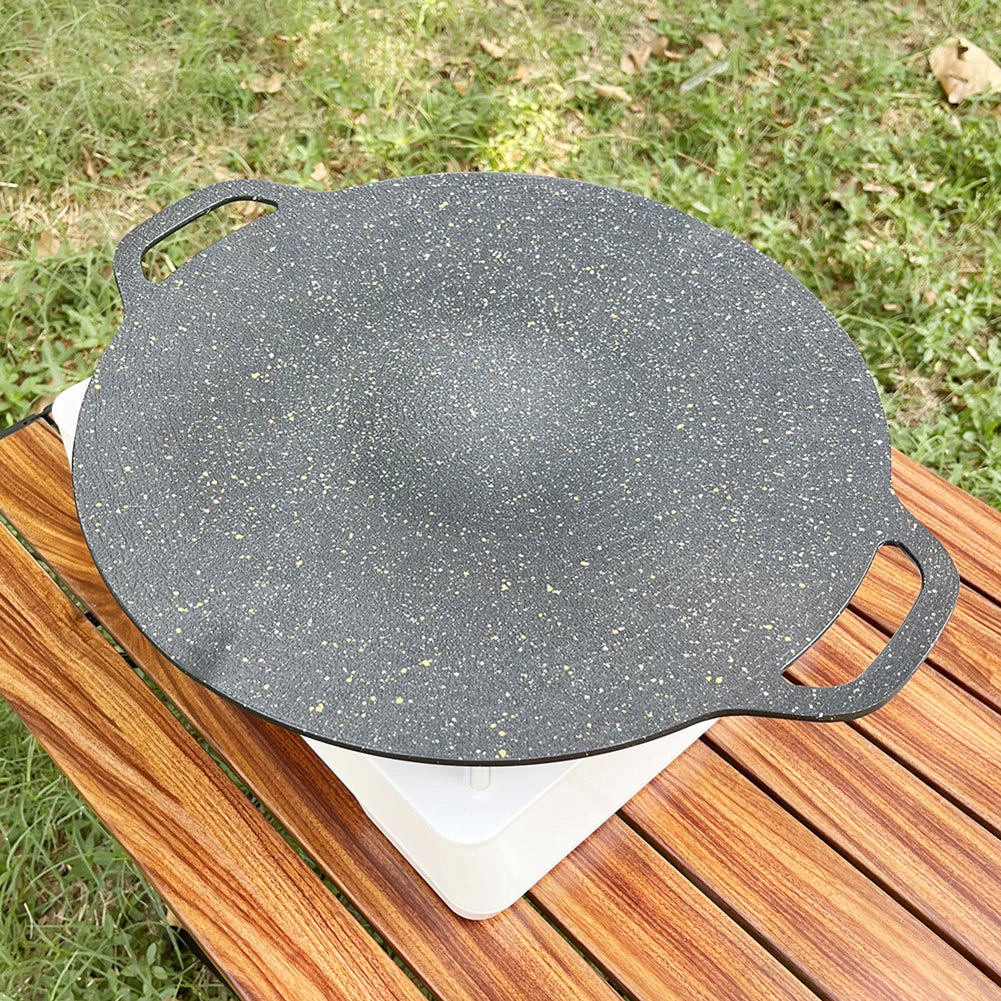 Oil Frying Baking Pan Non-stick Cooking Pans Round Griddle Grill Pan With Handle Outdoor Travel Camping Frying Pan BBQ Accessory