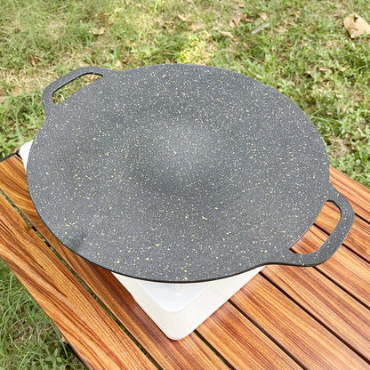 Oil Frying Baking Pan Non-stick Cooking Pans Round Griddle Grill Pan With Handle Outdoor Travel Camping Frying Pan BBQ Accessory