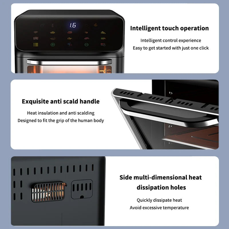 10L Large Capacity Electric Air Fryers Oil-free Automatic Household Kitchen Oven Deep Fryer