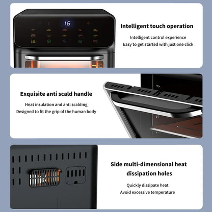 10L Large Capacity Electric Air Fryers Oil-free Automatic Household Kitchen Oven Deep Fryer