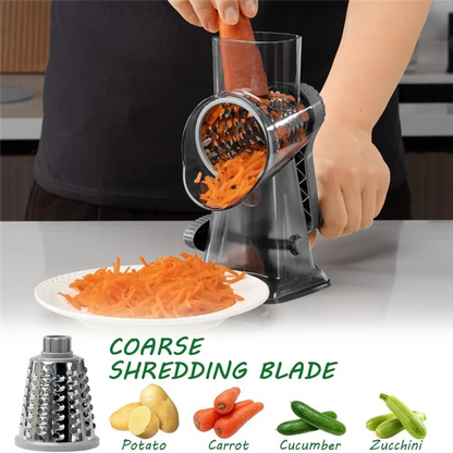 B84B-Rotary Cheese Grater Hand Crank Vegetable Shredder With Handle, Interchangeable Blades,Multifunctional Slicer For Kitchen