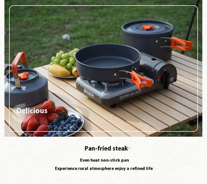 Foldable Outdoor Camping Cooking Utensils Set Pot Stove Fry Pan Saucepan Stove Storage Bag Adapter Accessories