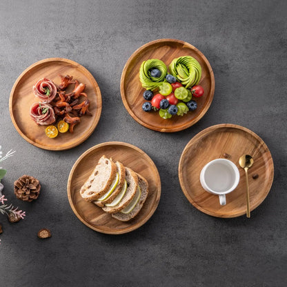 Classic Wooden Dinner Plates | 5.9-Inch Handcrafted Round Plates