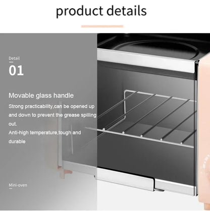 110V/220V Mini Electric Oven Roast Grill Toaster Cake Bread Maker Steak Fried Eggs Omelette Frying Pan Timer Breakfast Machine