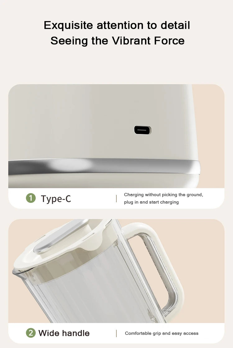 Portable Blender Cup 600ML Mini Juicer Mixer/3000mAh USB Rechargeable/10-Blade Powerful Motor For Smoothies/Vegetables