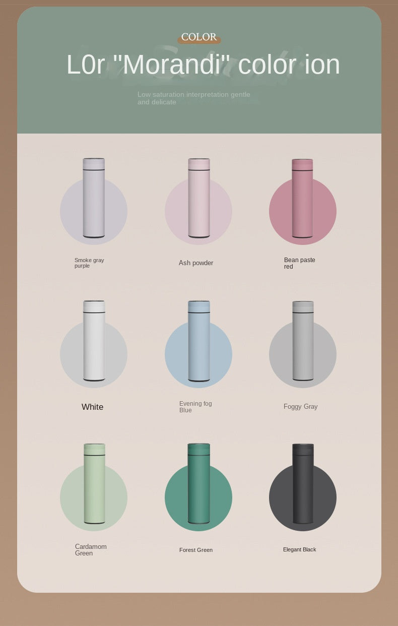 480ml Smart Thermos Cup 304 Stainless Steel Smart Temperature Display Waterproof Double-wall Vacuum Thermos Cup