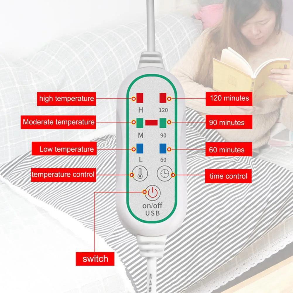 USB Electric Blanket Electric Throw Blanket USB Heating Cover 3 Heating Levels Fleece Heated Blanket Portable Blanket Household