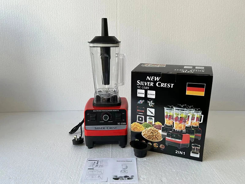 4500W Heavy Duty Commercial Home Blender Stationary Mixer Food Processor Ice Smoothies for Kitchen High Power Juicer Blender