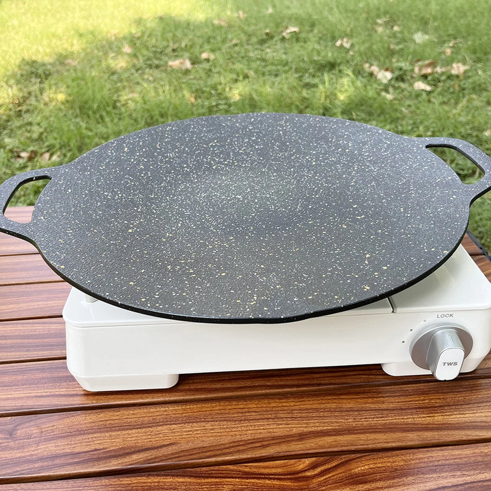 Oil Frying Baking Pan Non-stick Cooking Pans Round Griddle Grill Pan With Handle Outdoor Travel Camping Frying Pan BBQ Accessory