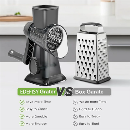 B84B-Rotary Cheese Grater Hand Crank Vegetable Shredder With Handle, Interchangeable Blades,Multifunctional Slicer For Kitchen