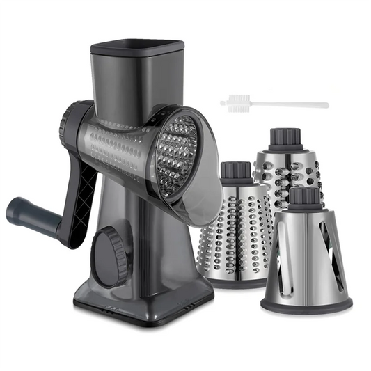 B84B-Rotary Cheese Grater Hand Crank Vegetable Shredder With Handle, Interchangeable Blades,Multifunctional Slicer For Kitchen