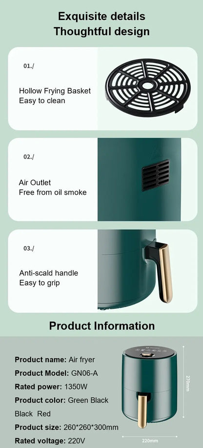 Air Fryer Homeuse Oil Free And Smokefree Automatic Largecapacity Intelligent Multifunctional Electric Fryer Smart Automatic