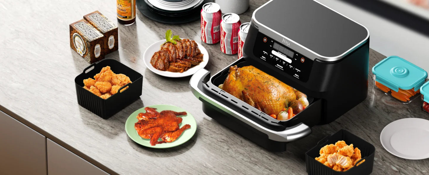 Hot Rectangle Air Fryer Silicone Liners for Ninja DZ071/AF500UK Air Fryer Basket Replacement Dishwasher Safe Air Fryer Liners