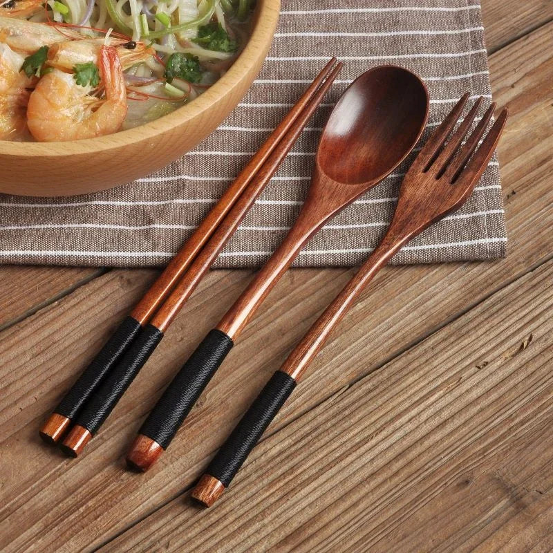 Portable Wooden Cutlery Set