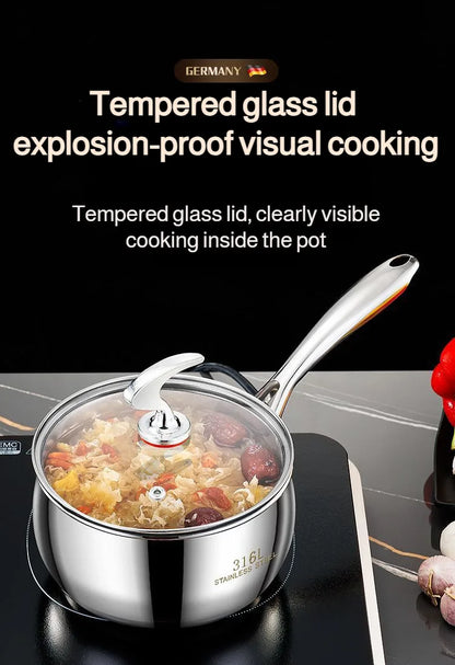 Stainless Steel Small Soup Pot Instant Noodle Cooking Pot for Induction Cooker Baby Foods Pot with Handle Kitchen Baking Tools