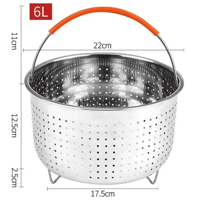 2-8L Stainless Steel Steamer Basket Instant Pot Accessories Instant Cooker with Silicone Covered Handle Draining Steam Basket