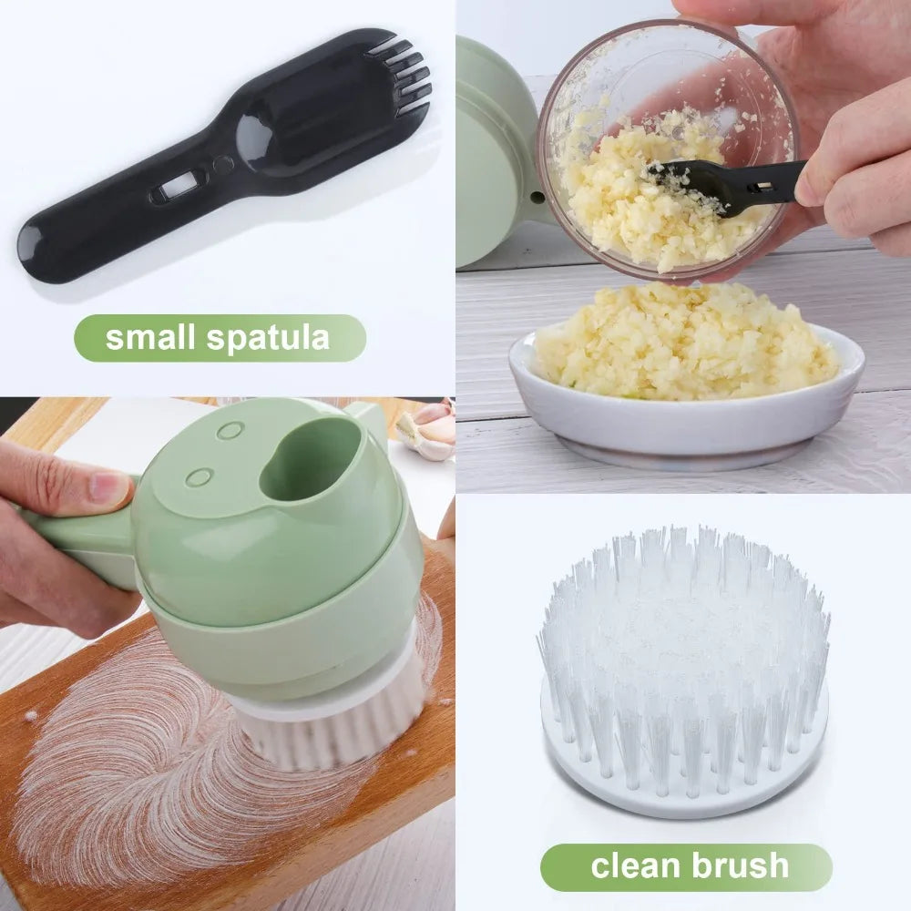 4-in-1 Electric Vegetable Cutter | Wireless Food Processor & Auto Slicer