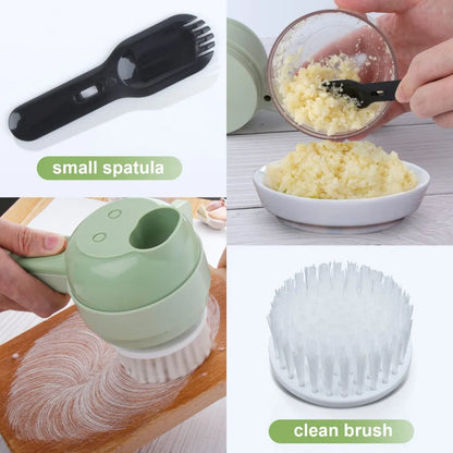 4-in-1 Electric Vegetable Cutter | Wireless Food Processor & Auto Slicer