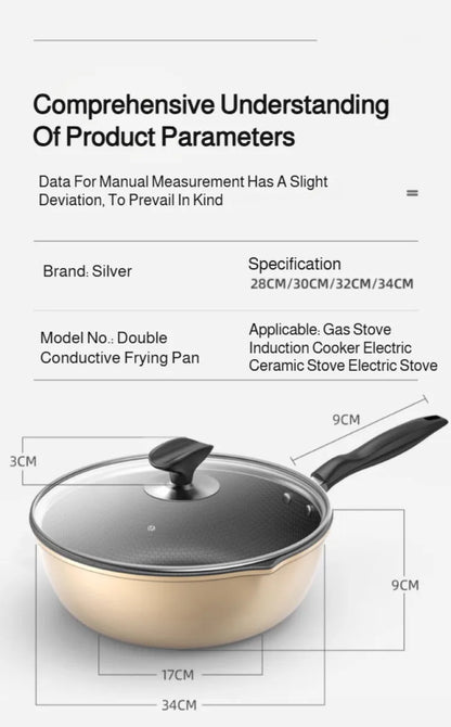 【Non-Stick Frying Pan】Honeycomb Pattern Nonstick Wok - Multi-Functional Fry Pan for All Stoves, Scratch-Resistant Coating