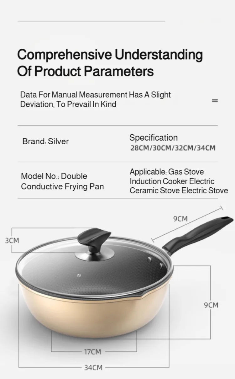 【Non-Stick Frying Pan】Honeycomb Pattern Nonstick Wok - Multi-Functional Fry Pan for All Stoves, Scratch-Resistant Coating