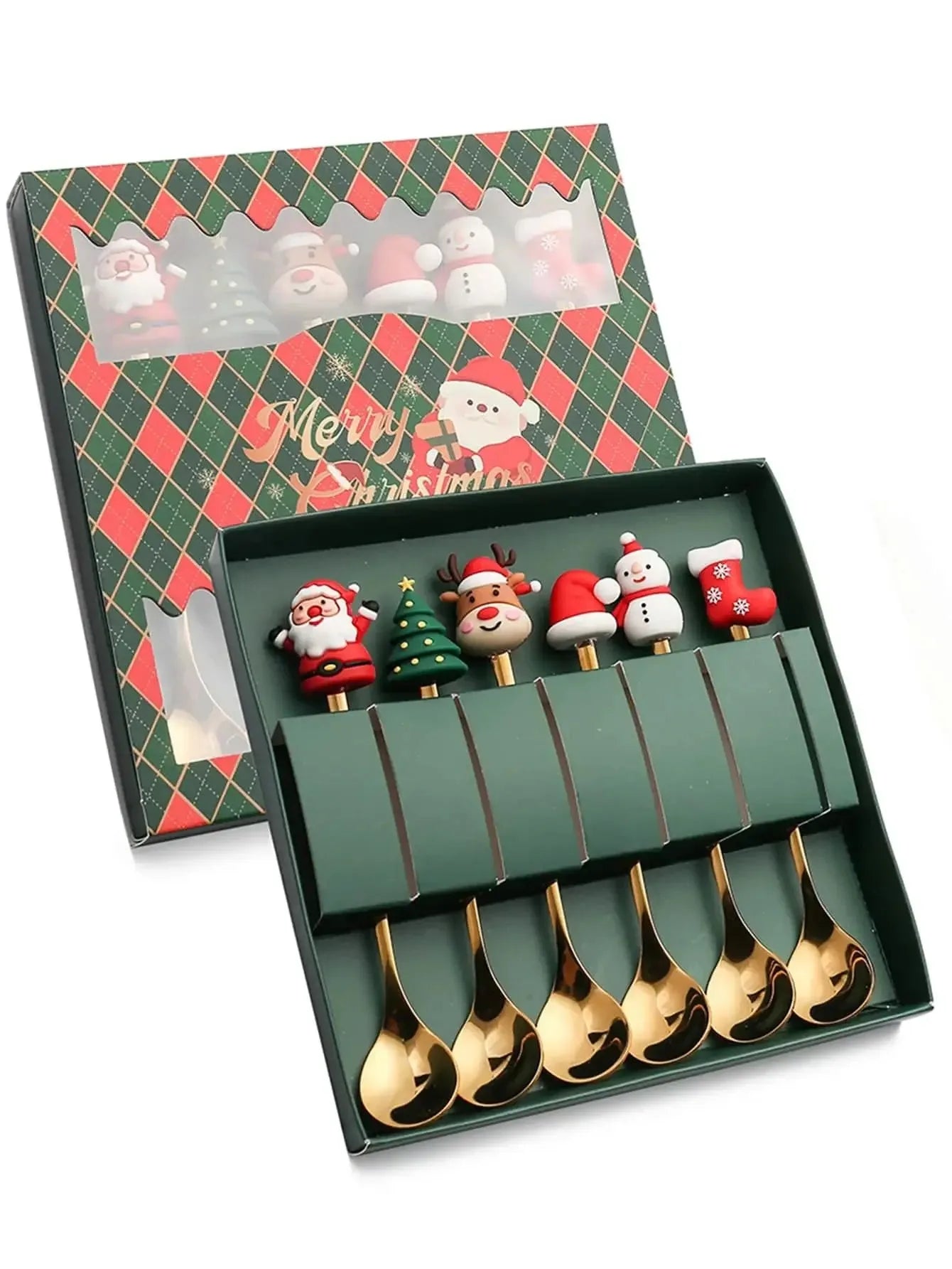 6-Piece Christmas Fork & Spoon Set | Stainless Steel Holiday Tableware