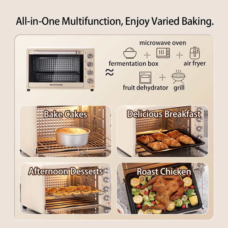 SUNATUR 2200w hot air circulation oven small commercial baking pizza toaster oven  60L Electric table oven household pastry oven