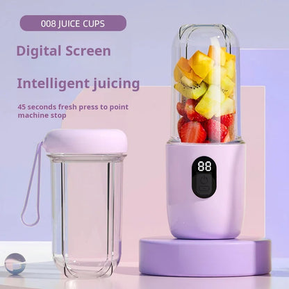 500ML Portable Blender with Lid Rechargeable Wireless Orange Juicer 16 Stainless Blades USB Smoothie Vegetables Fruits Mixer