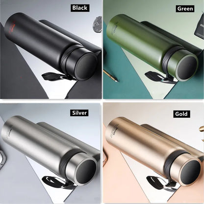 Double Stainless Steel Vacuum Flask With Filter Large Capacity Portable Sport Thermos Mug Coffee Tea Tumbler 1000ml/1600ml