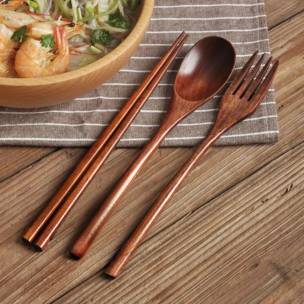 Portable Wooden Cutlery Set