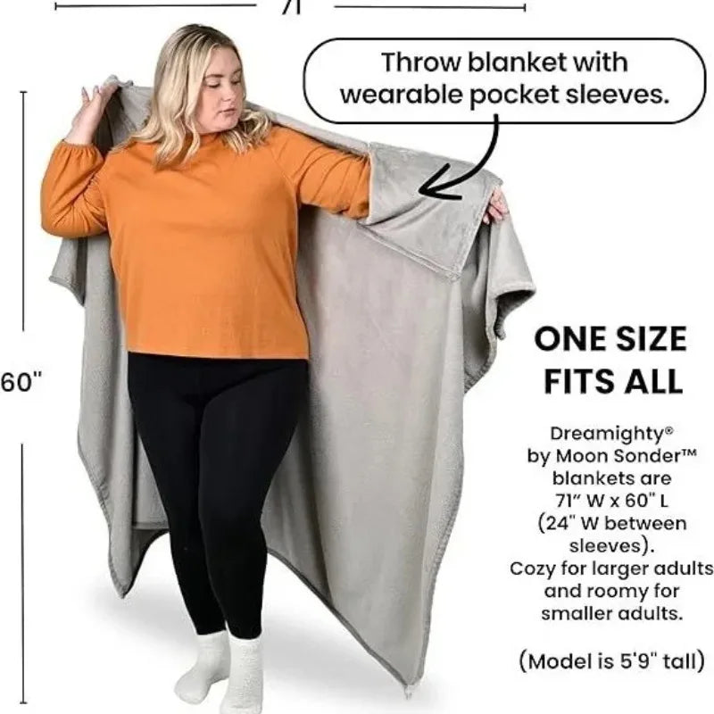 Wearable Blanket for Men and Women Throw Blanket and Poncho in One Fleece Blanket Air Conditioning Blanket Spring Throw Blanket