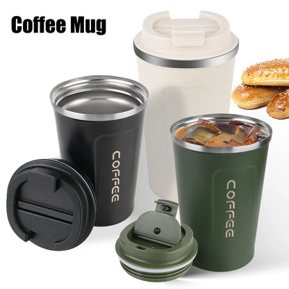 Thermo Cafe Car Thermos Mug for Tea Water Coffee Leak_Proof Travel Thermo Cup Coffee Mug 380/510ML Double Stainless Steel