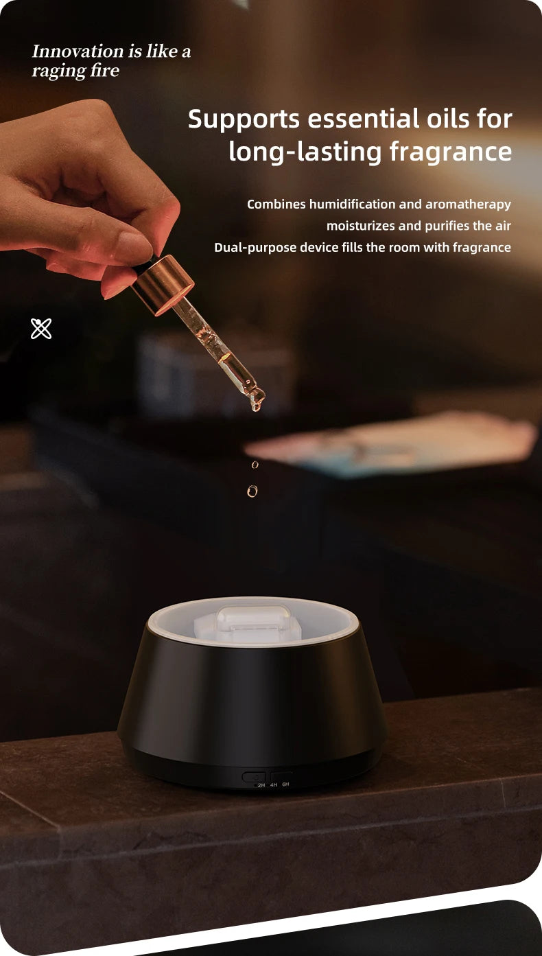 Modern Essential Oil Diffuser with Ultrasonic Mist & Candle-Light Glow