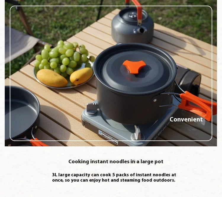 Foldable Outdoor Camping Cooking Utensils Set Pot Stove Fry Pan Saucepan Stove Storage Bag Adapter Accessories