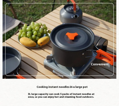 Foldable Outdoor Camping Cooking Utensils Set Pot Stove Fry Pan Saucepan Stove Storage Bag Adapter Accessories
