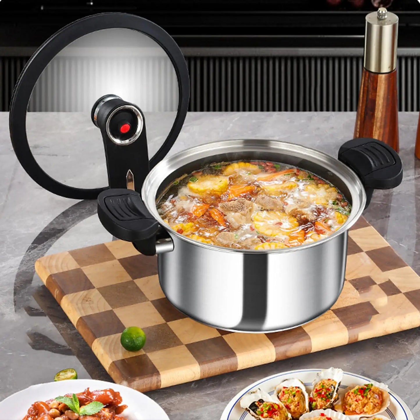 Portable Stainless Steel Pressure Cooker – Fast Cooking Multifunctional Stew Pot for Kitchen