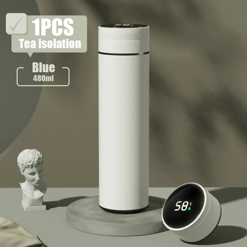 480ml Smart Thermos Cup 304 Stainless Steel Smart Temperature Display Waterproof Double-wall Vacuum Thermos Cup
