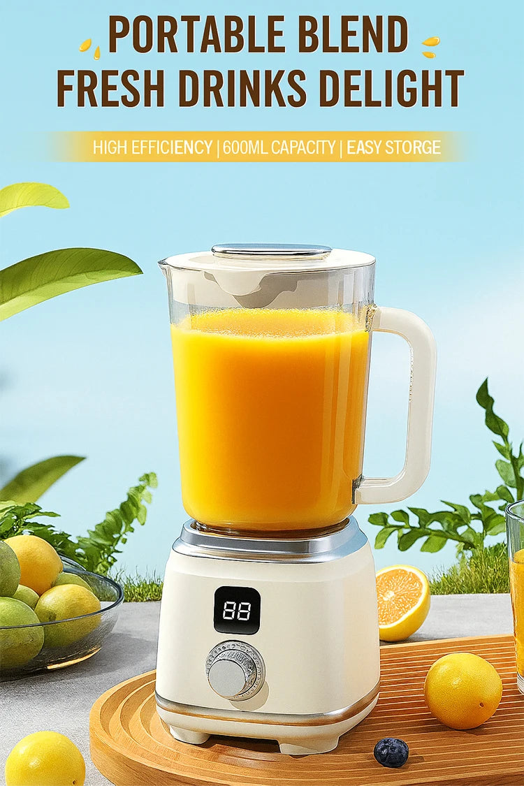 Portable Blender Cup 600ML Mini Juicer Mixer/3000mAh USB Rechargeable/10-Blade Powerful Motor For Smoothies/Vegetables