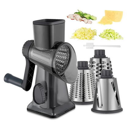 B84B-Rotary Cheese Grater Hand Crank Vegetable Shredder With Handle, Interchangeable Blades,Multifunctional Slicer For Kitchen