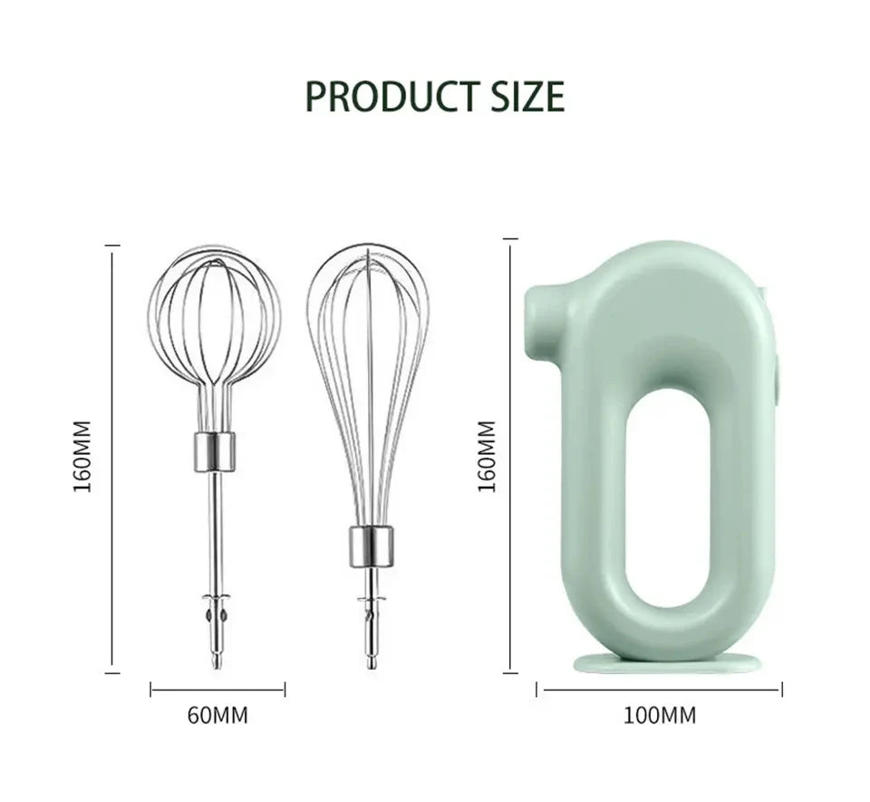 Portable USB Rechargeable Handheld Mixer – Dual Head Stainless Steel Blender