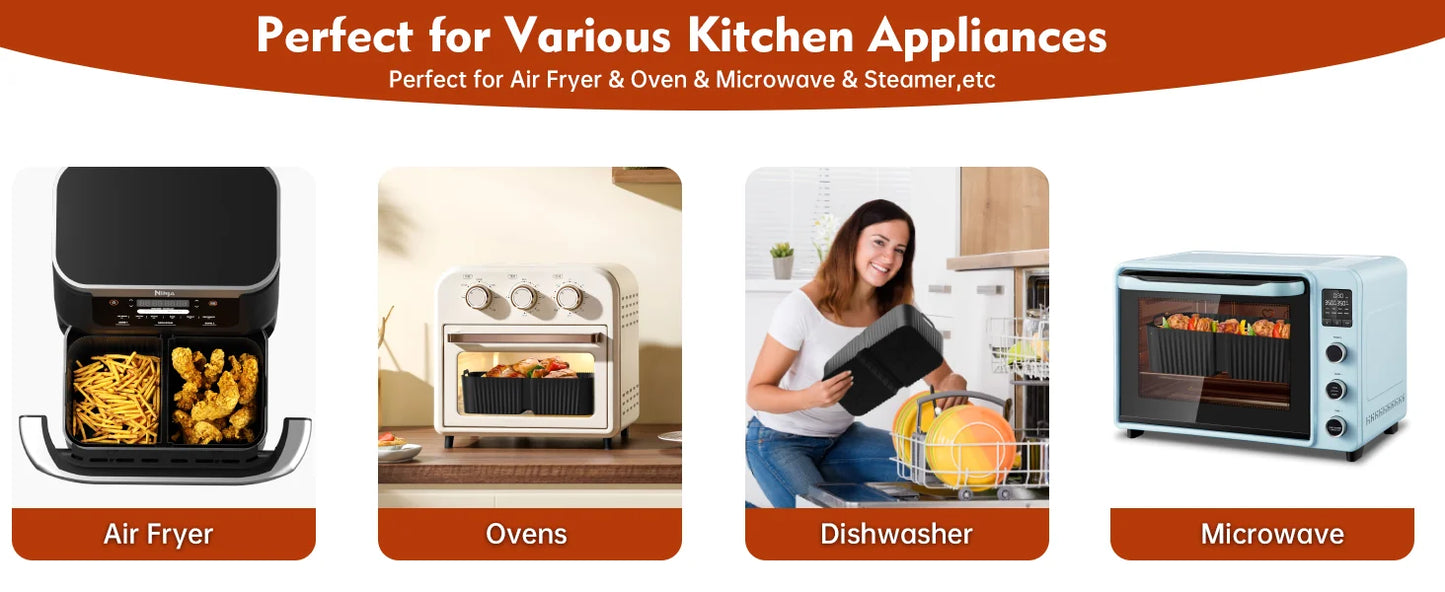 Hot Rectangle Air Fryer Silicone Liners for Ninja DZ071/AF500UK Air Fryer Basket Replacement Dishwasher Safe Air Fryer Liners